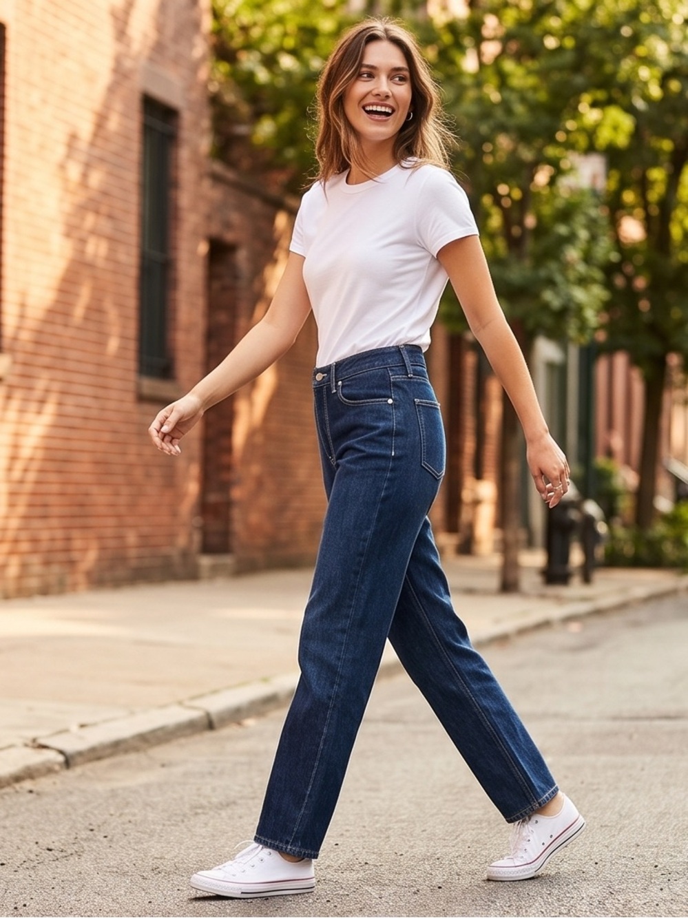 Ag Adriano Goldschmied Women's Dark Blue Straight Leg Jeans